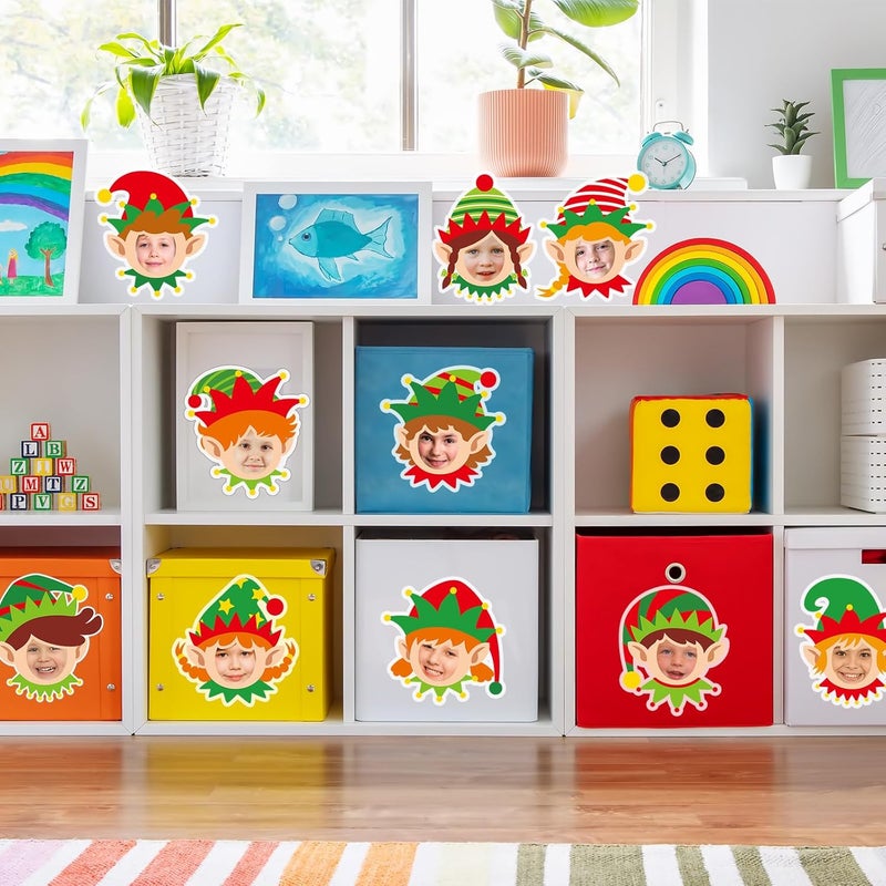 Poen 50 Pieces Christmas Elf Paper Cutouts for Photo Crafts Christmas DIY Elf Cutouts for Bulletin Boards with 100 Pcs Glue Points for Winter Holiday Xmas Home Wall Decor - Image 3